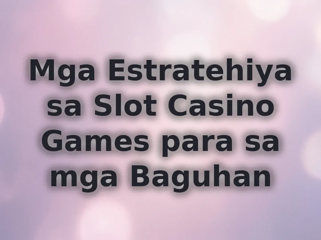 Mga Estratehiya sa Slot Casino Games para sa mga Baguhan